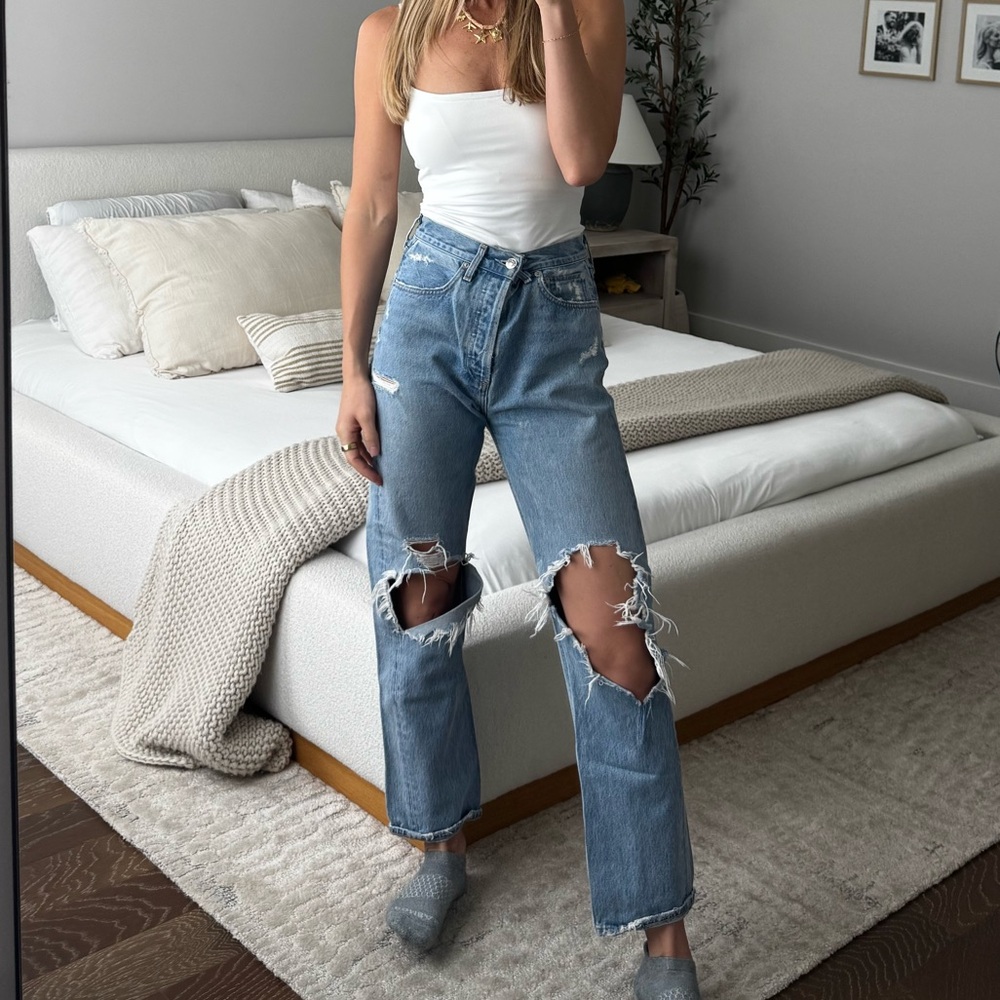 Agolde Light Blue High Rise Distressed Jeans